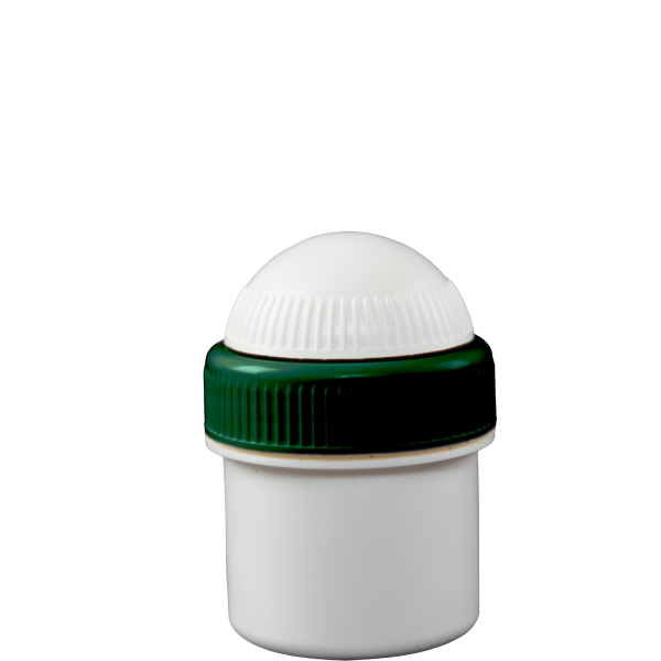 Jar - 15 ml - White, Green Lid - 10 Pieces